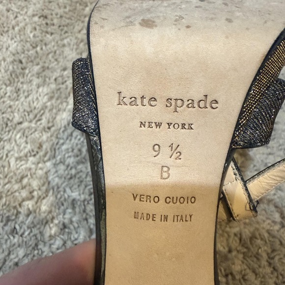Kate Spade Shoes Womens Size 9.5 Silver Glitter Strappy High Heel Sandals Italy - Picture 8 of 9